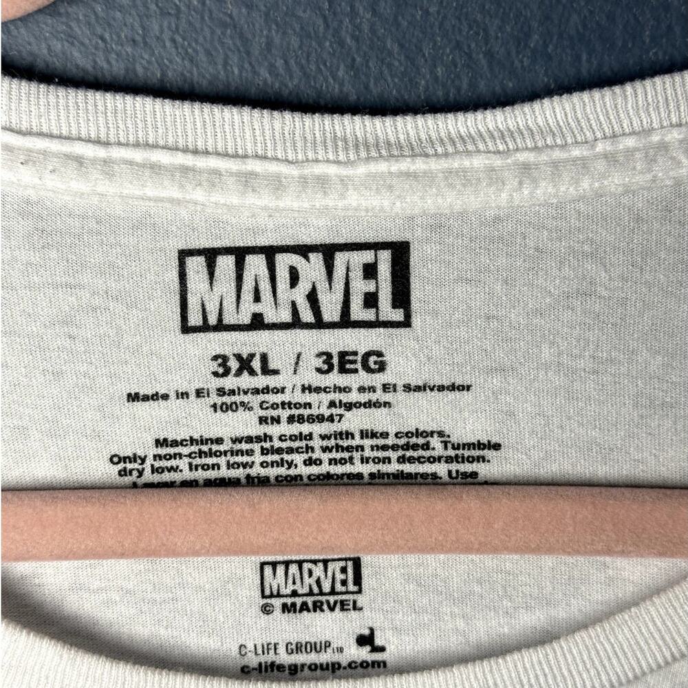 Marvel Mens XXXL Crew Neck White T-Shirt 54x34 Big and Tall - Picture 5 of 6